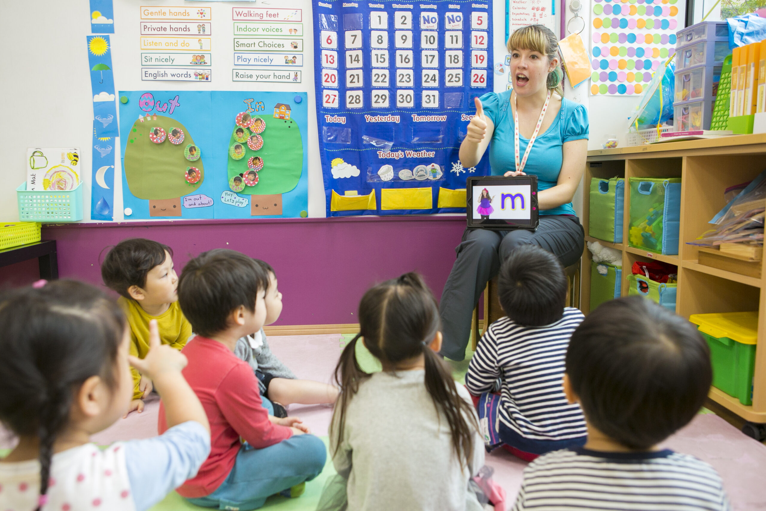 TISG students learning alphabet